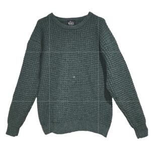 Vintage Woolrich Classic Green Chunky Waffle Knit Wool Blend Crewneck Sweater -L